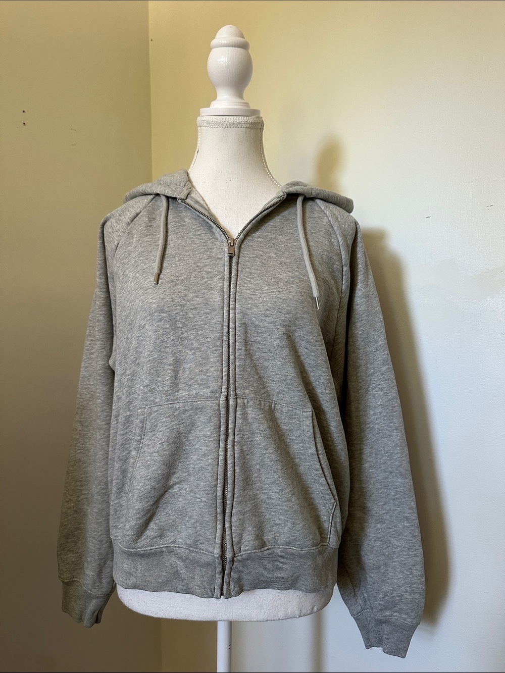 GAP Grey Cotton Blend Lightweight Everyday Casual Hooded Full Zip Sweater Small